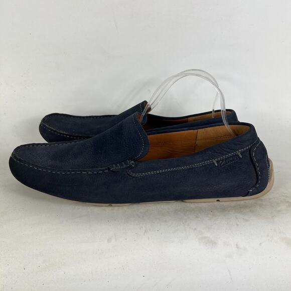 Clarks Davont Drive Loafers Mens 12 Blue Leather Slip-On Square Toe Casual Shoes - Picture 5 of 10